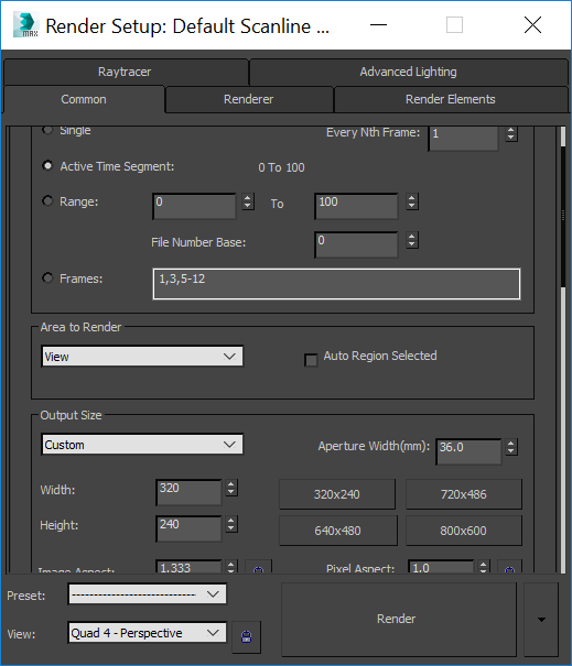 Animation render settings