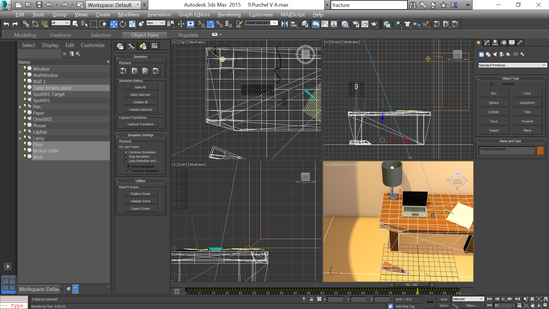 Scene with MassFX Rigid Body